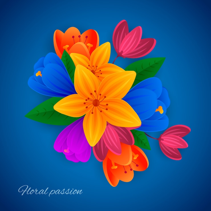 無料Vector 2 dのカラフルなグラデーションの紙スタイルの花