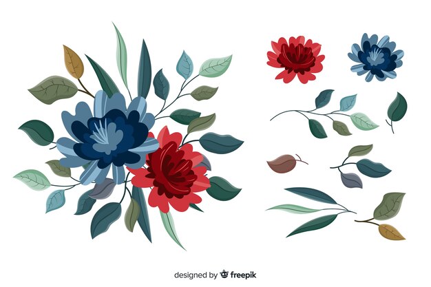 2d floral bouquet illustration set