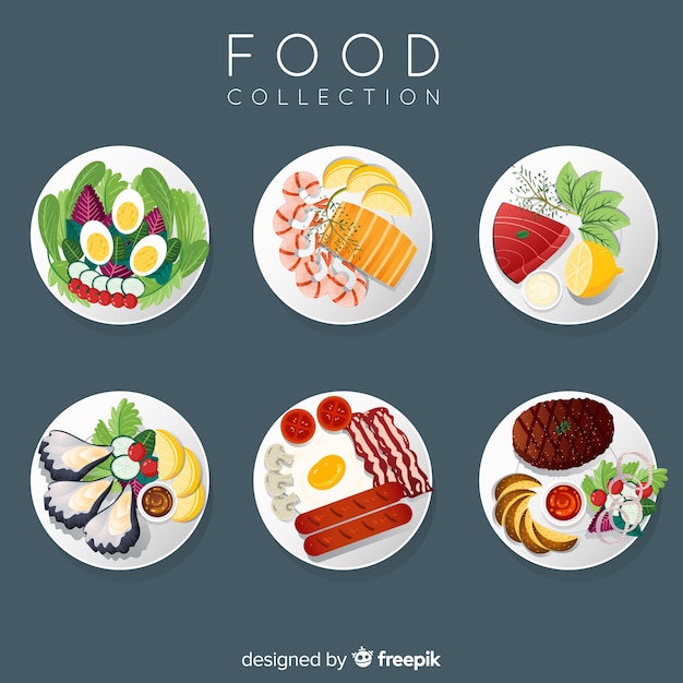 Free vector 2d food dish collection