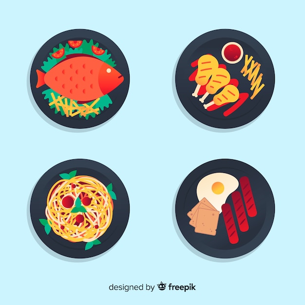 Free vector 2d food dish collection