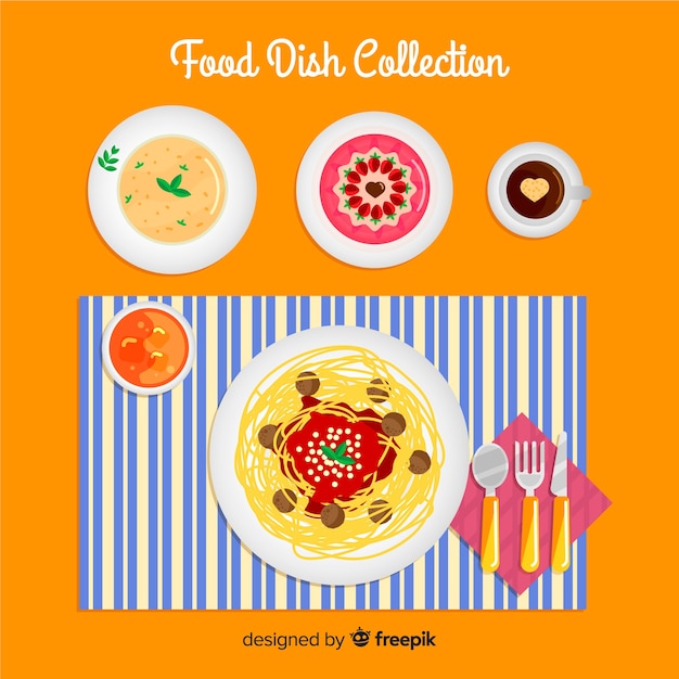 Бесплатное векторное изображение 2d коллекция блюд