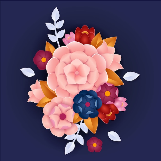 2d gradient paper style flowers concept