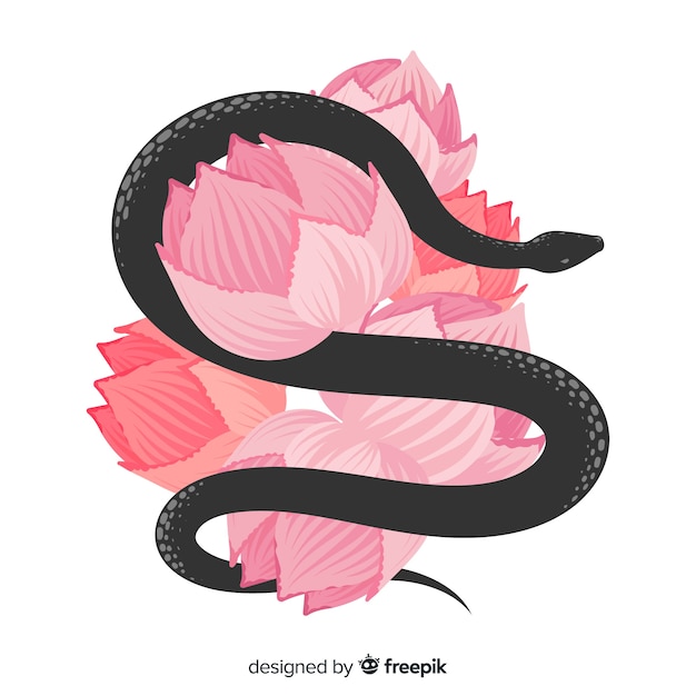 꽃 배경으로 2d 뱀