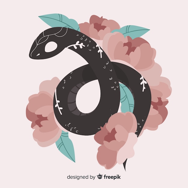 2d snake with flowers