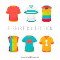 Vettore gratuito collezione di t-shirt 2d in diversi colori