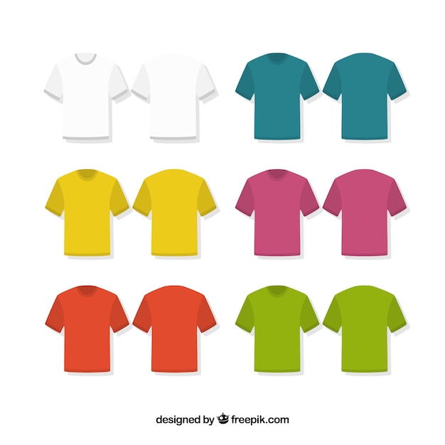 Vettore gratuito collezione di t-shirt 2d in diversi colori