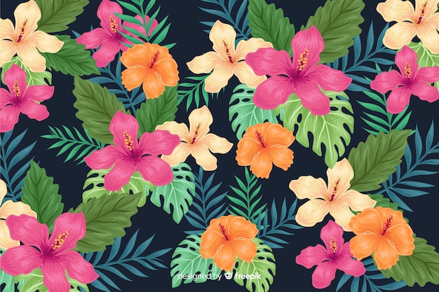 2d tropical flowers background