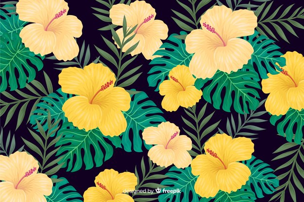 2d tropical flowers background