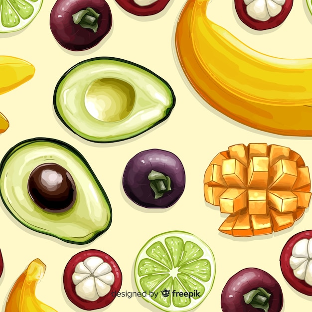 2d tropical fruits pattern