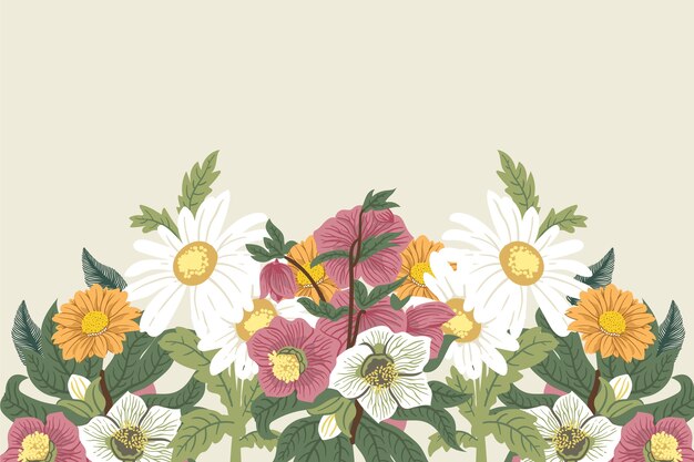 Free Vector 2d vintage flowers background