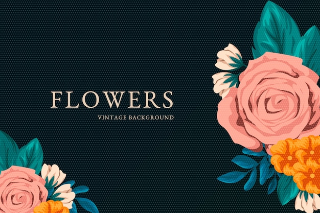 Free vector 2d vintage flowers wallpaper