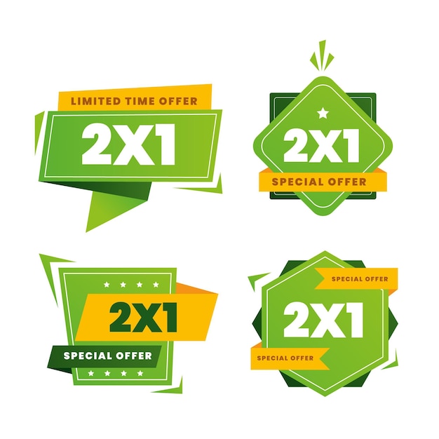 Free vector 2x1 promotion labels
