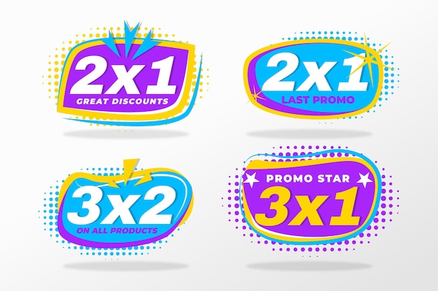 Free vector 2x1 promotion labels