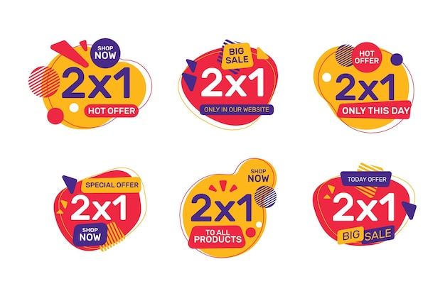 Free vector 2x1 promotion labels