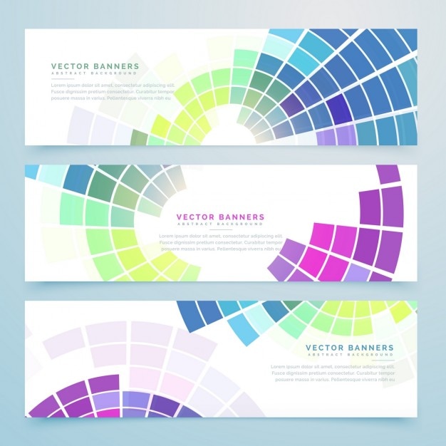 Free Vector 3 banners, colorful style