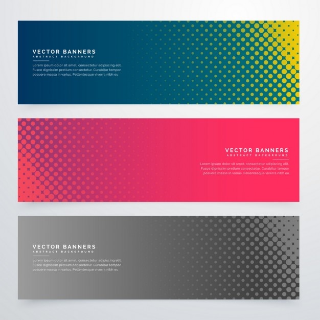 3 banners with halftone dots