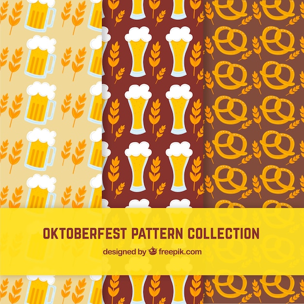 Free vector 3 patterns for oktoberfest