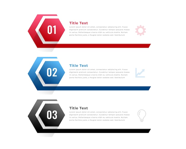 Бесплатное векторное изображение Шаблон блок-схемы бизнес-инфографики из 3 шагов для вектора маркетинга