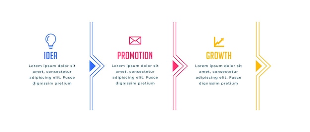 Vettore gratuito diagramma di elementi infografici in 3 passaggi per la crescita aziendale