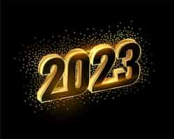 Free vector 3d 2023 golden text new year banner with golden particle