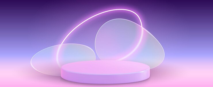 Free Vector 3d abstract neon pink podium for product display