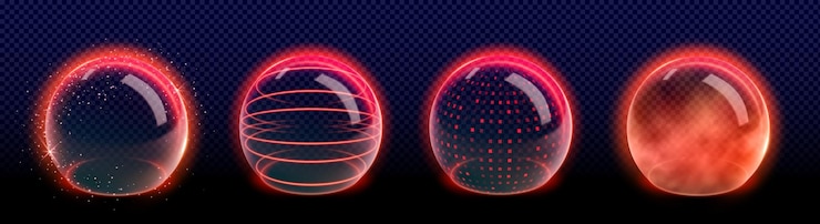 Free Vector 3d abstract red protect shield sphere with energy