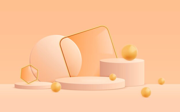 3d abstract scene background with shapes