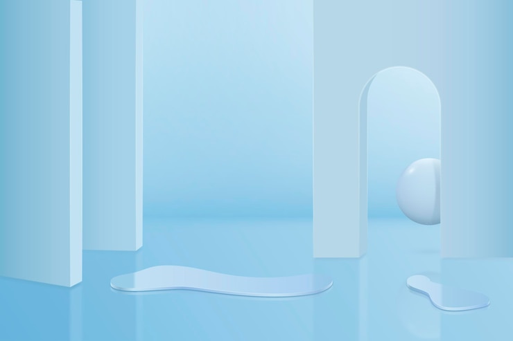 Free Vector 3d abstract scene and shapes background