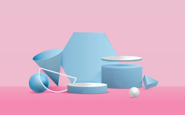 3d abstract scene with pink background