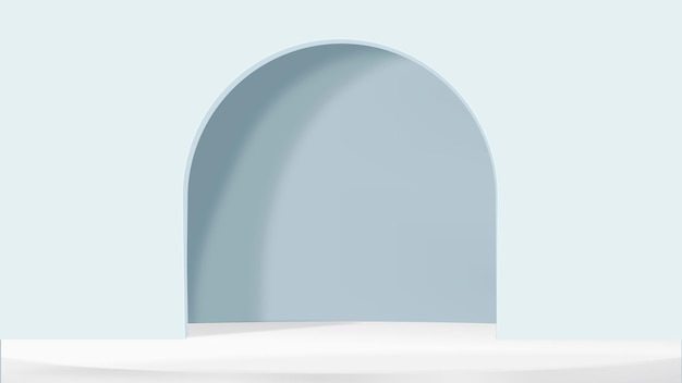 3d arch product backdrop vector in blue simple style