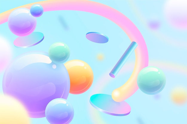 3d background with abstract blue sky and shapes