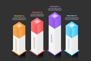 무료 벡터 3d 바 infographic 개념