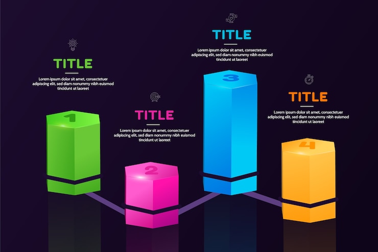 मुफ़्त वेक्टर 3d bars infographic in different colors