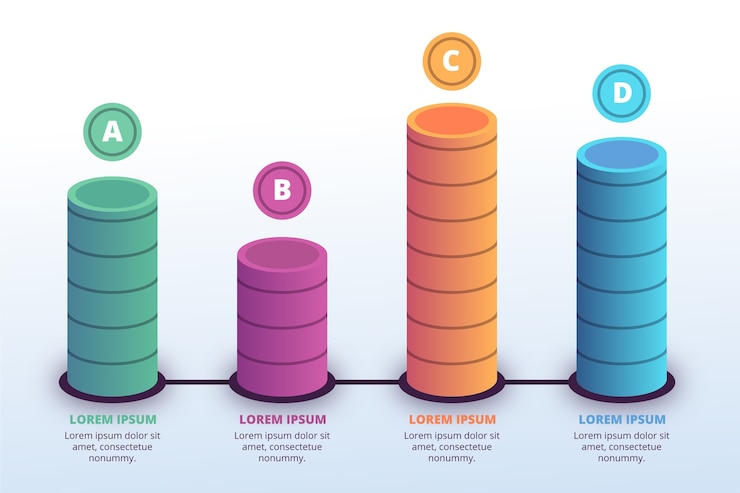 Free Vector 3d bars infographic template