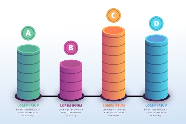 3 dバーインフォグラフィックテンプレート