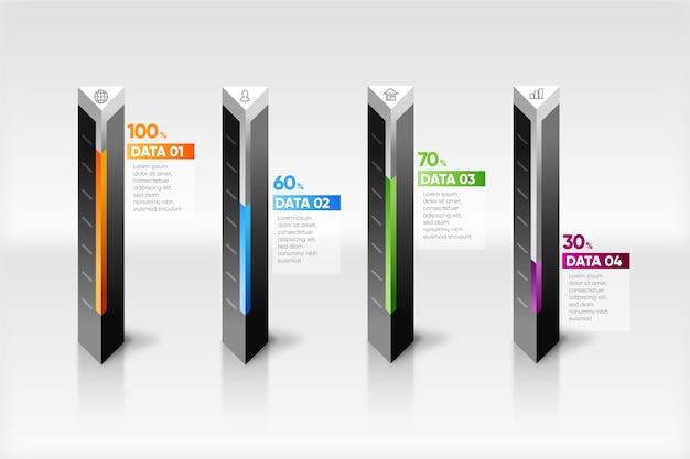 Free vector 3d bars infographic template