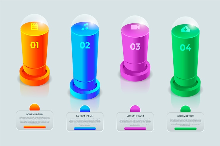 Free Vector 3d bars infographic