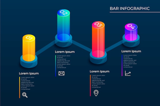 Бесплатное векторное изображение 3d бары инфографики