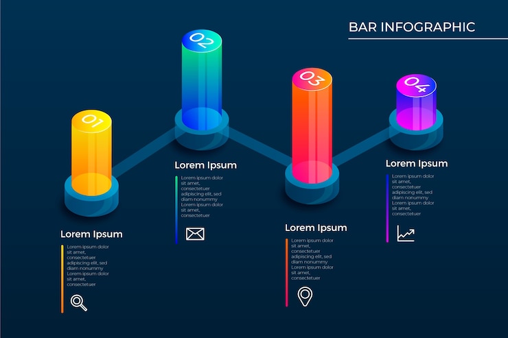 Free Vector 3d bars infographic