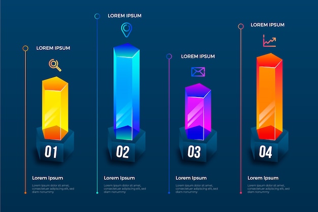 3D Bars Infographic Free Vector – Download for Vector, Free to Download, Free Illustration