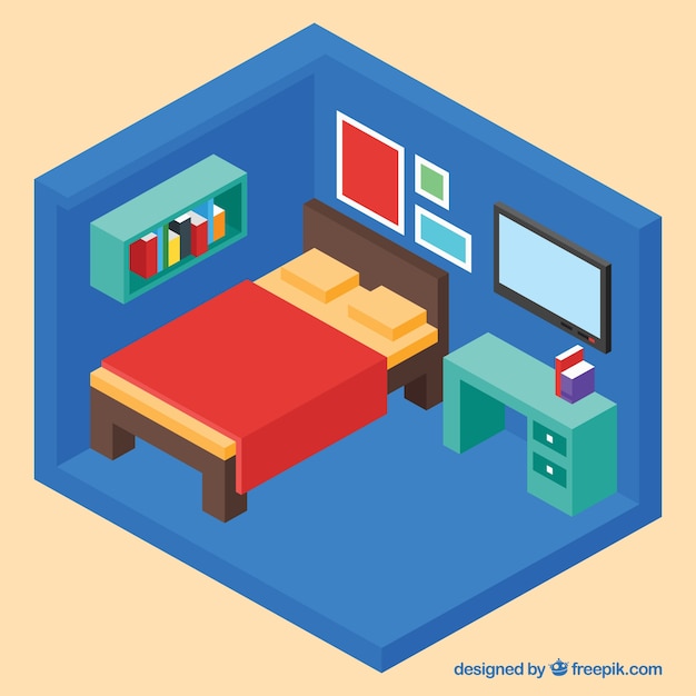 Free vector 3d bedroom interior