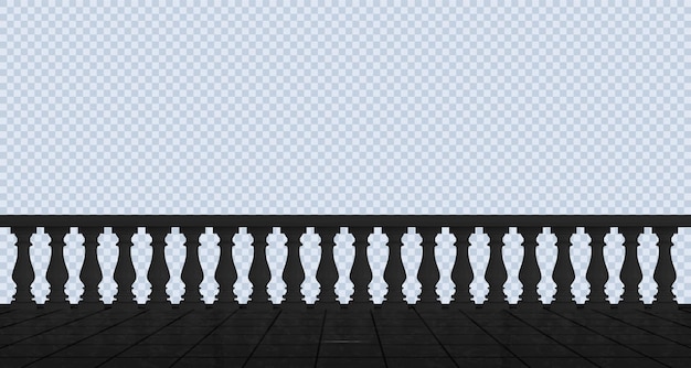 Бесплатное векторное изображение 3d черная балюстрада балкона граница с колонной и напольным векторным элементом римский дворец мраморный забор с перилами изолированная реалистичная декоративная балясина для греческой террасы на прозрачном фоне