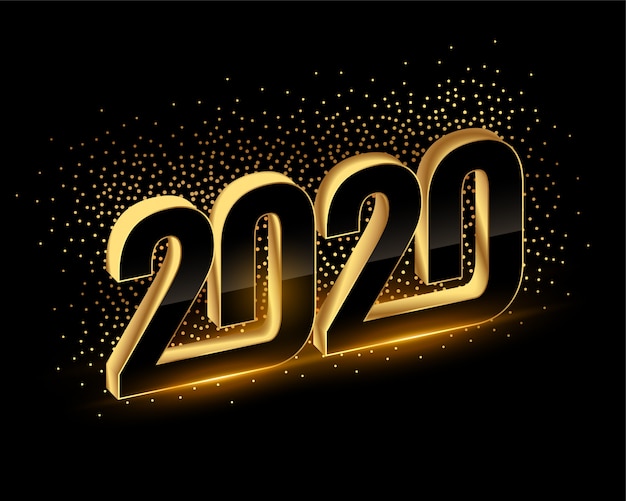Free vector 3d black and gold happy new year 2020 background