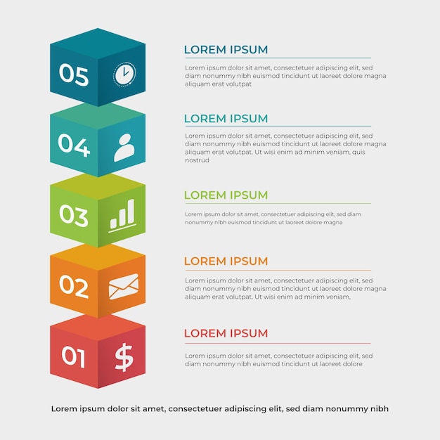 3d block layers infographic design