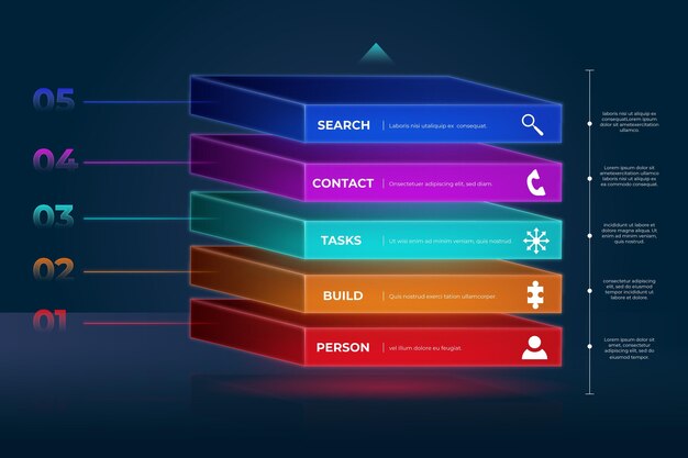 3d block layers infographic