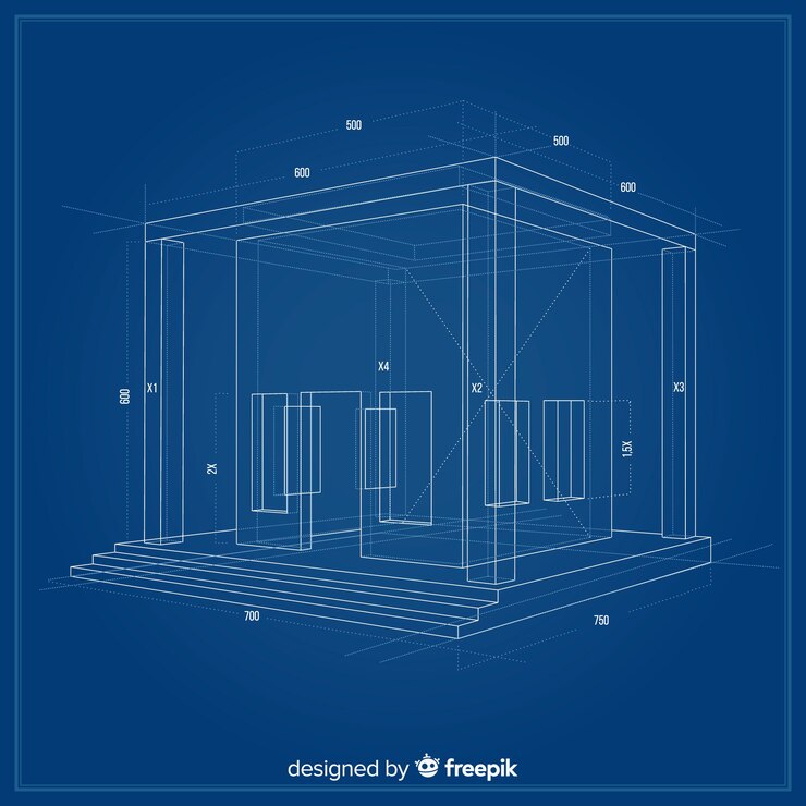 Free Vector 3d blueprint of a building project