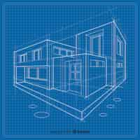 Free vector 3d blueprint of a building