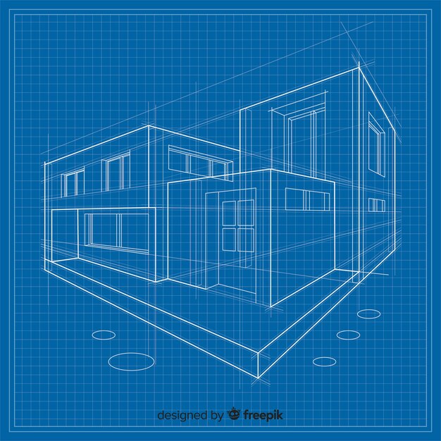 3d blueprint of a building