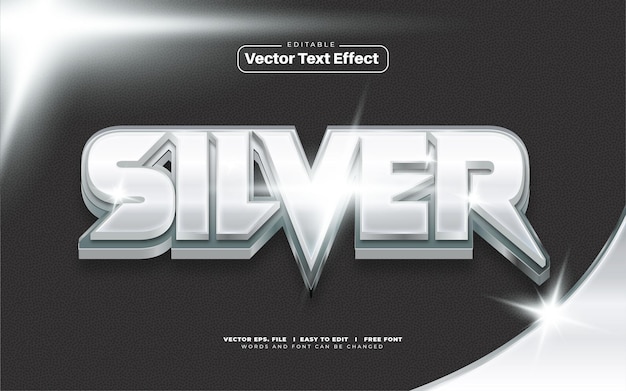 3D Bold Silver vector Text Effect