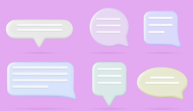 Free vector 3d chat speech for message box or comment vector icon text dialog bubble label template illustration circle and square communication social dialogue banner frame or blank web notification symbol